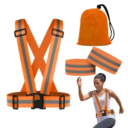 Reflective Bands Set Armband And Waistband Set Waterproof Safety Vest Kit Running Gear Reflectors For Night Cycling Jogging
