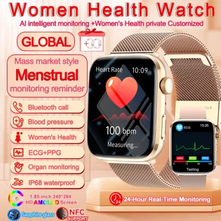 2025 New Iatrology Grade HRV+PPG Smart Watch Women Female Menstrual Tracking Cycle Blood Pressure Health Smart Watch For XIAOMI